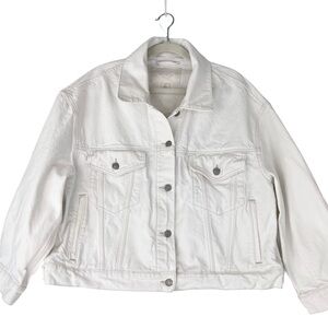 COS Oversized Denim Jacket White Sz M Boxy casual Relaxed